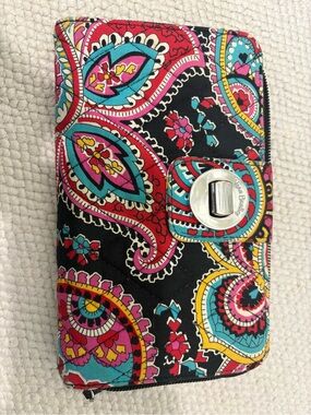 Vera Bradley Colorful Paisley Turn Lock Zip Around Wallet